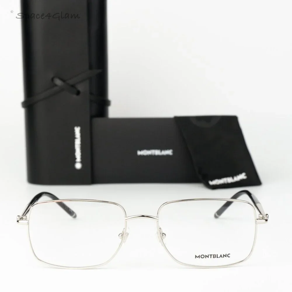 Montblanc Women Eyeglasses Silver Demo Rectangle MB0072O 004 NEW AUTHENTIC